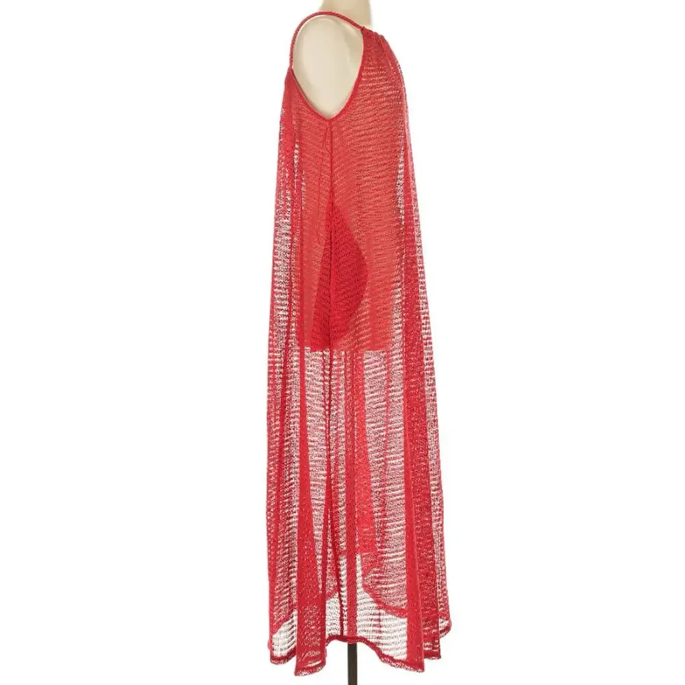 Haute Hippie Red Mesh Rope Strap Midi Cover Up Dress NWT S